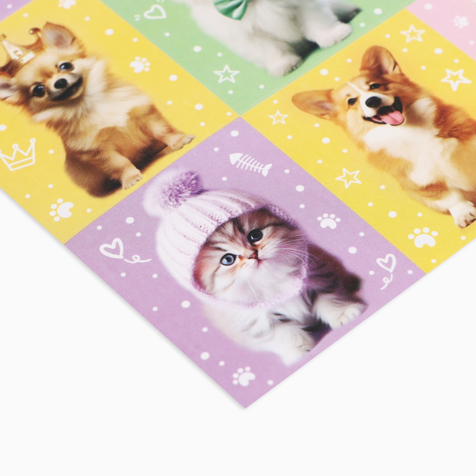 Наклейки "котики и пёсики" 11х15,5см с раскраской