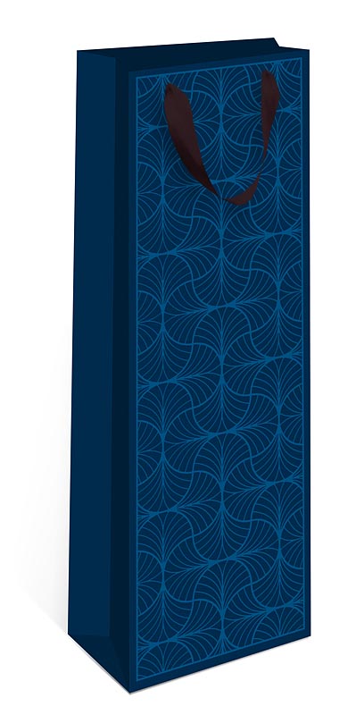 Пакет подарочный под бутылку синий (12х36х8см)