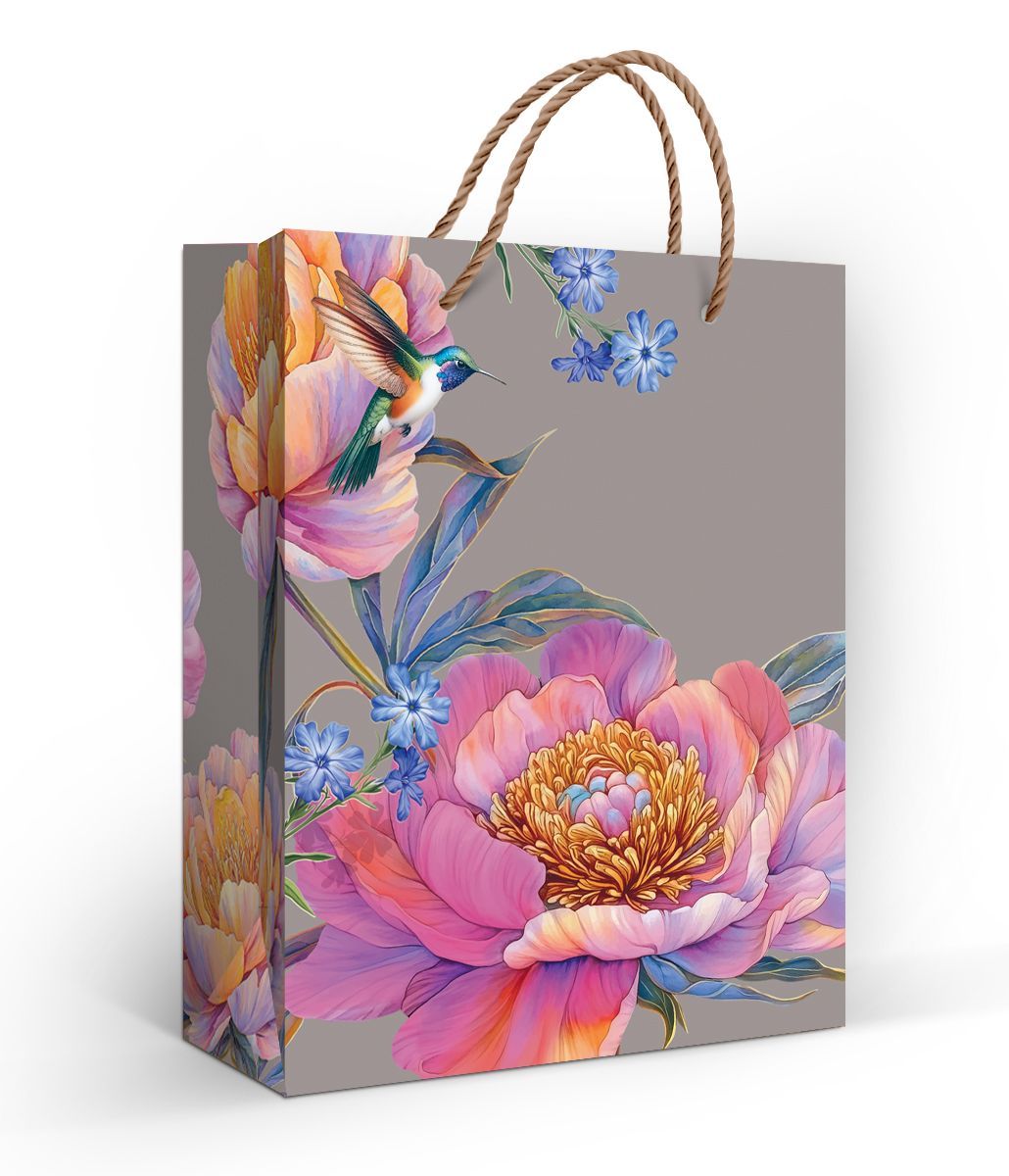 Пакет подарочный "пион" (18х22см)