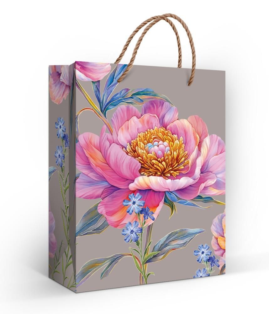 Пакет подарочный "пион" (18х22см)