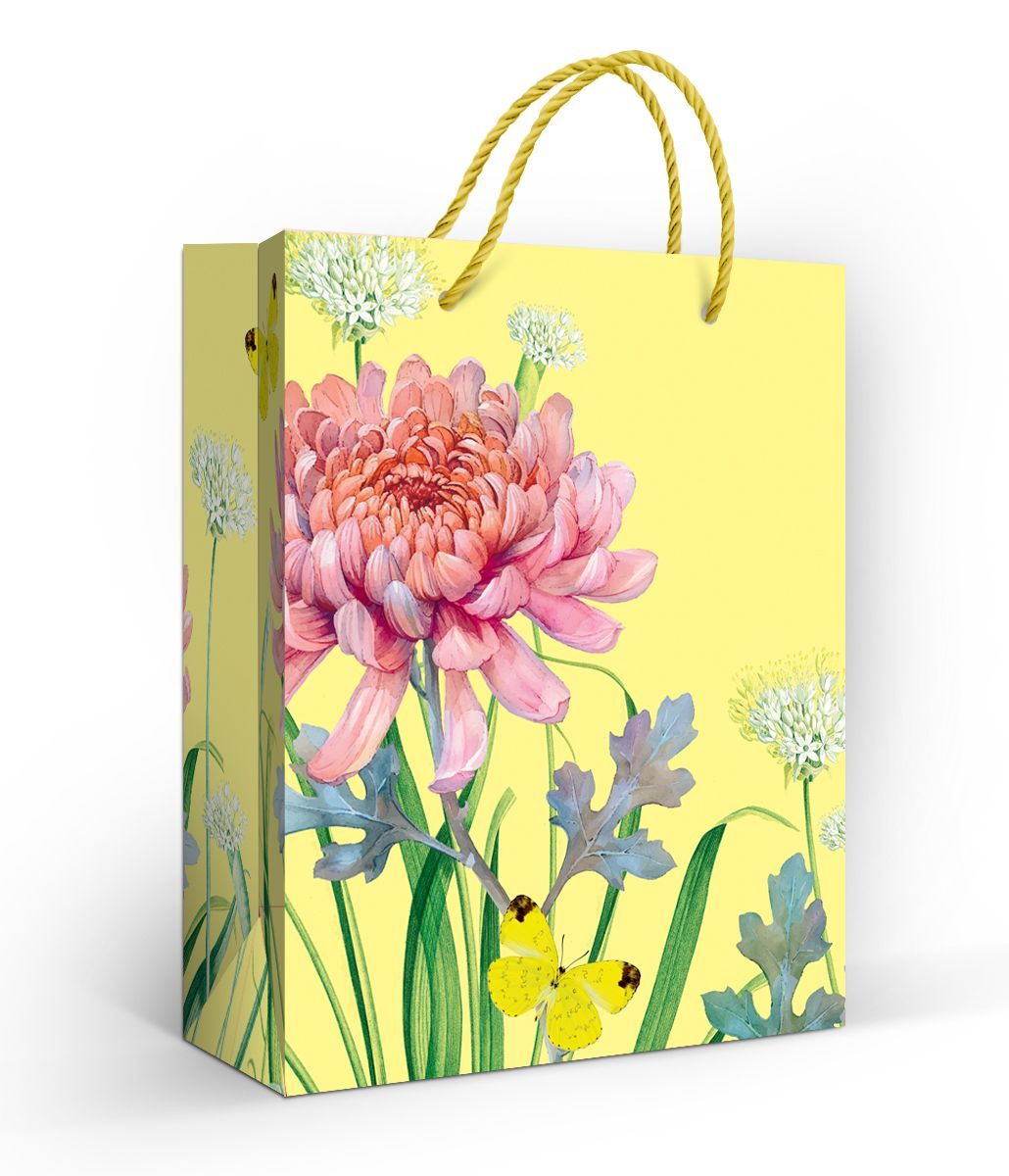 Пакет подарочный "хризантемы" (18х22см)