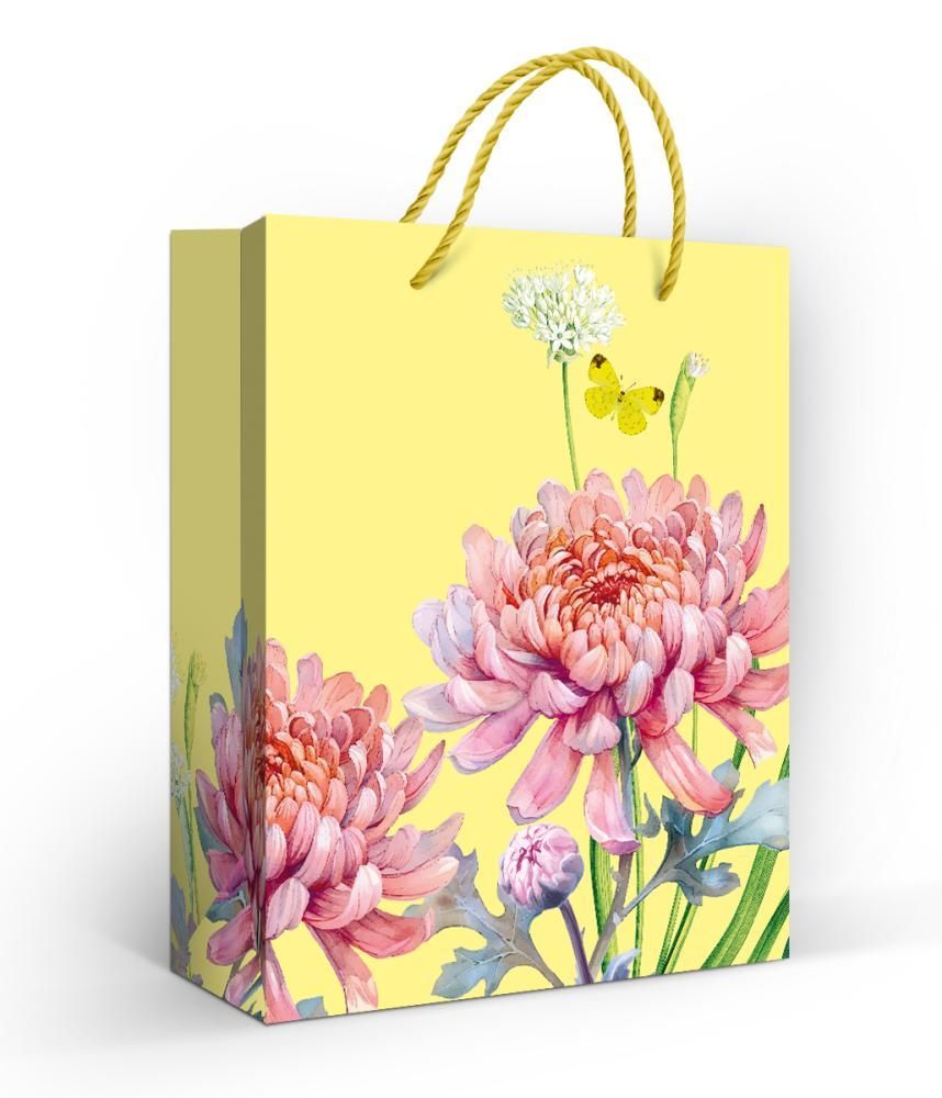 Пакет подарочный "хризантемы" (18х22см)