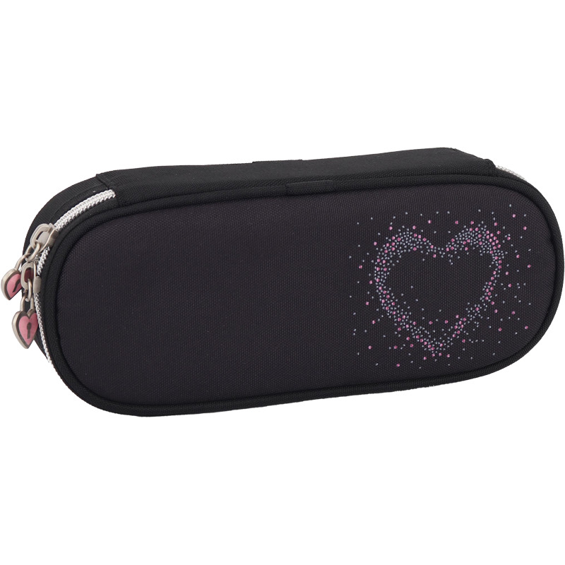 Пенал овал на молнии devente "my heart" 210х80х50мм ткань (откид.планка)