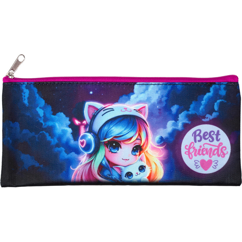 Пенал-косметичка на молнии attomex "best friends" 215х90х10мм ткань