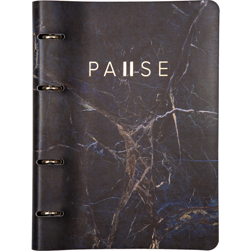 тетрадь на кольцах 80л. кл. интегр.обл. "pause" чёрная (devente) тиснен.фольгой,кож.зам. Тетрадь на кольцах 80л. кл. интегр.обл. "pause" чёрная (devente) тиснен.фольгой,кож.зам.