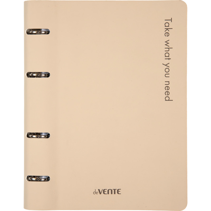 Тетрадь на кольцах 80л. кл. интегр.обл. "take what you need" бежевая (devente) шелкограф.,кож.зам.