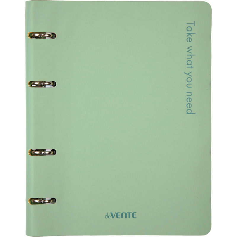 Тетрадь на кольцах 80л. кл. интегр.обл. "take what you need" оливковая (devente) шелкограф.,кож.зам.