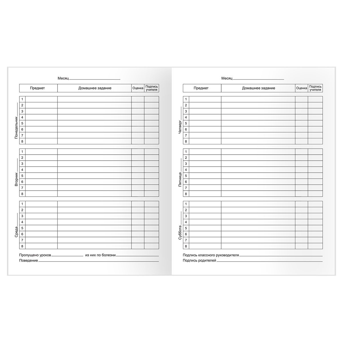 Дневник универс. пласт.обл. белый (bg)