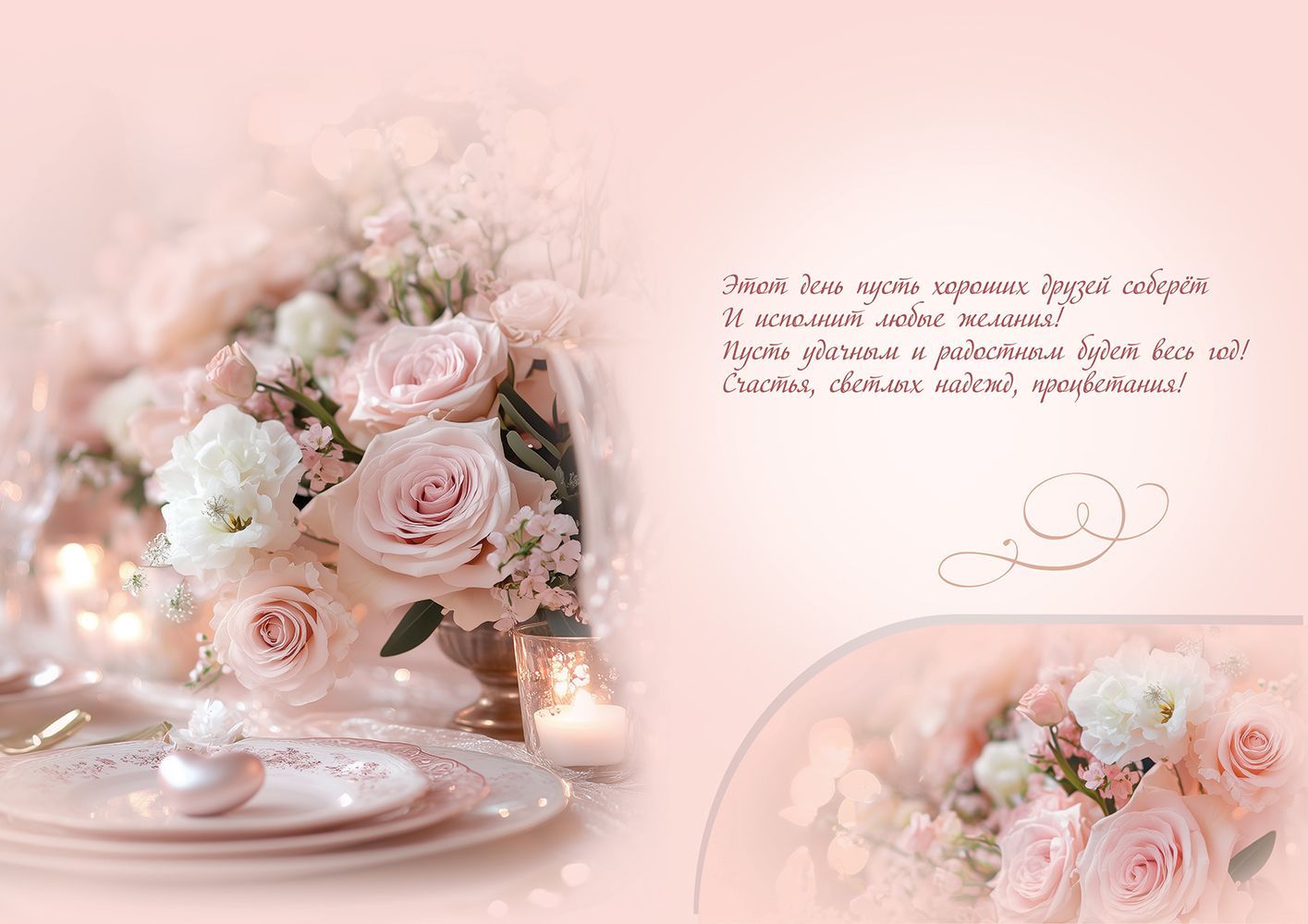 Открытка а4 "с днём рождения!" + карман блёстки текст