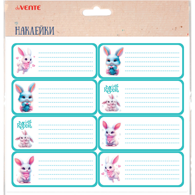 набор наклеек на тетрадь devente "little rabbit" 8шт. Набор наклеек на тетрадь devente "little rabbit" 8шт.