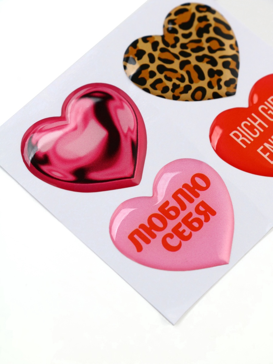 Наклейки для телефона 3d "сердца" 3х3см 4шт.