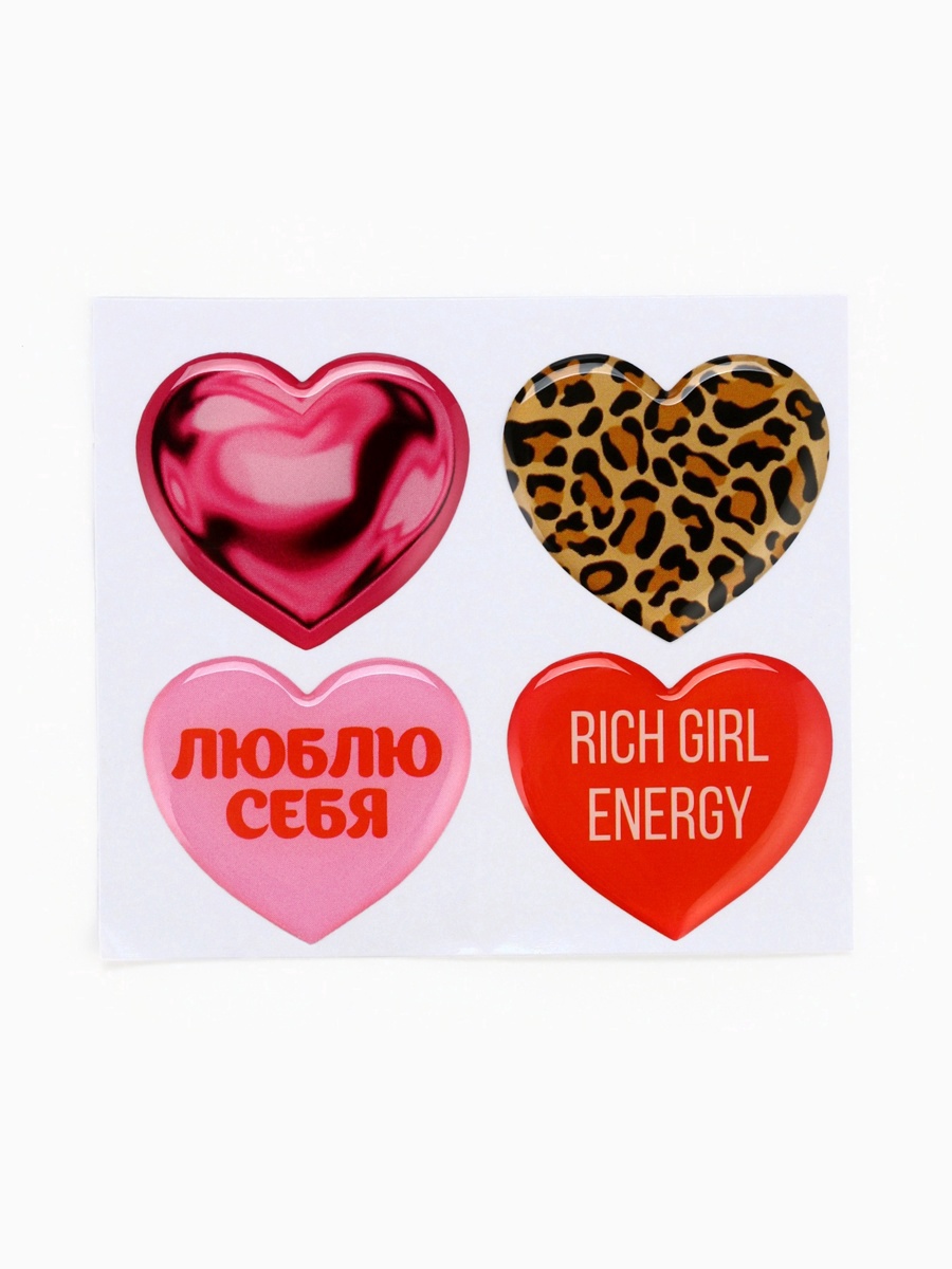 Наклейки для телефона 3d "сердца" 3х3см 4шт.