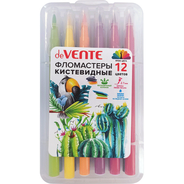 Фломастеры 12цв. (devente) вент.колп.,пл/бл.