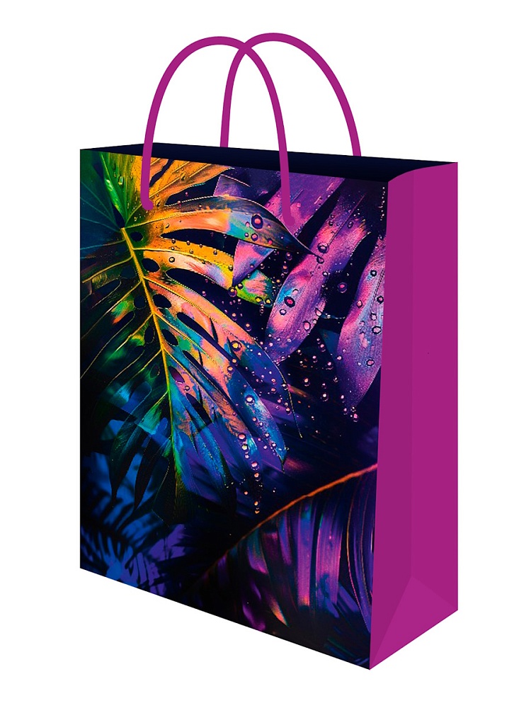 Пакет подарочный "тропические листья" (32х45х10см)