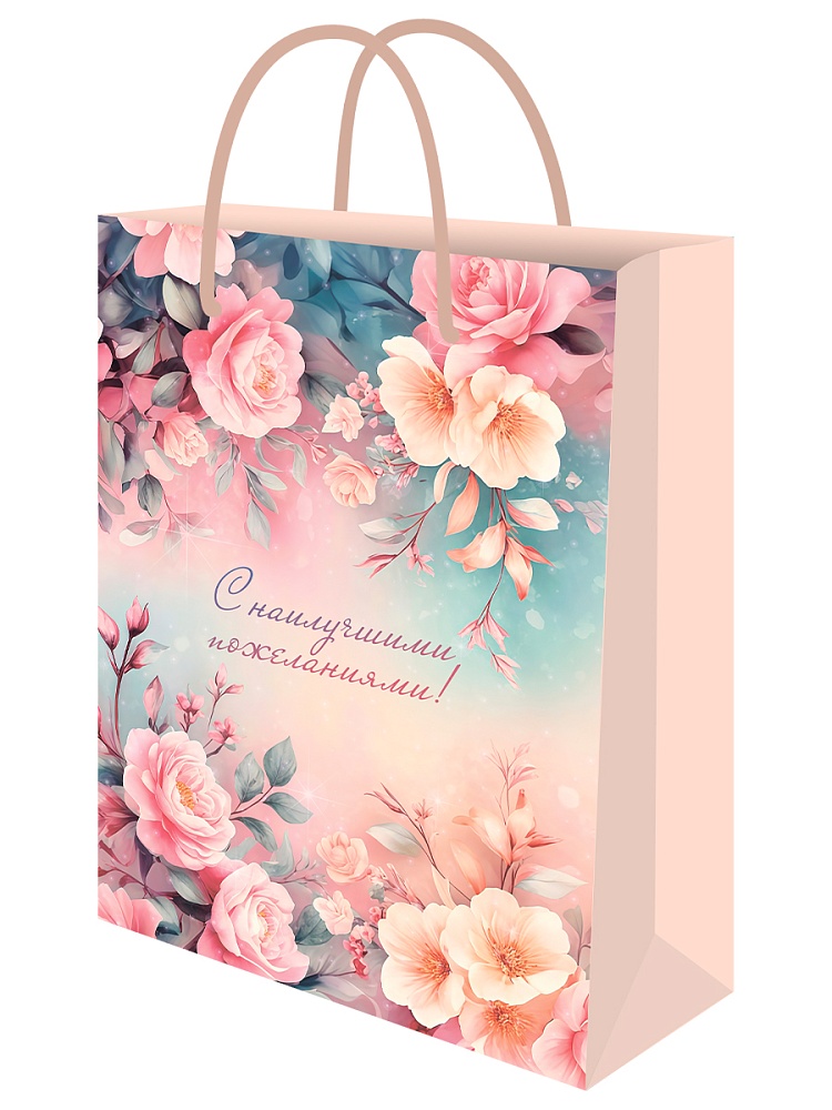 Пакет подарочный "нежные цветы" (32х44х10см)