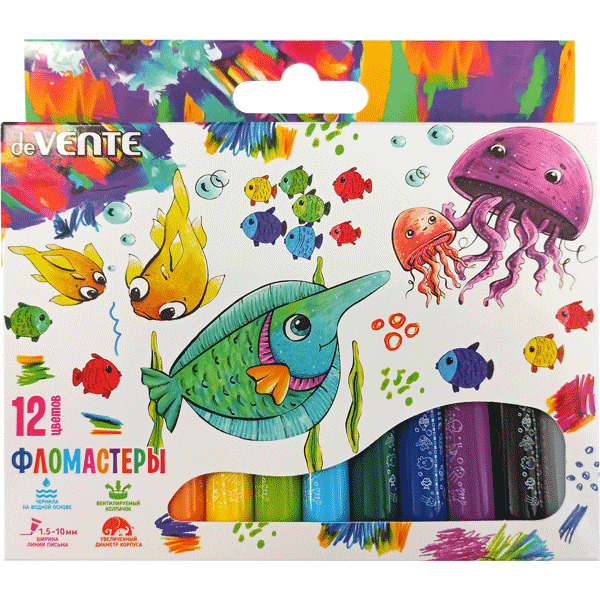 Фломастеры "jumbo" 12цв. (devente) вент.колп.,к/уп.