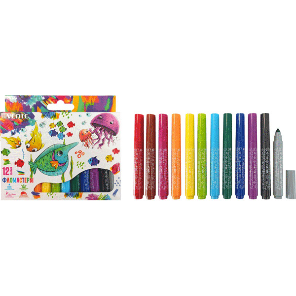 Фломастеры "jumbo" 12цв. (devente) вент.колп.,к/уп.