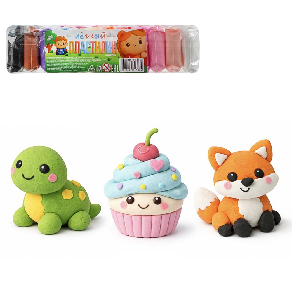 Пластилин "русские супергерои" лёгкий 12цв. 3 стека