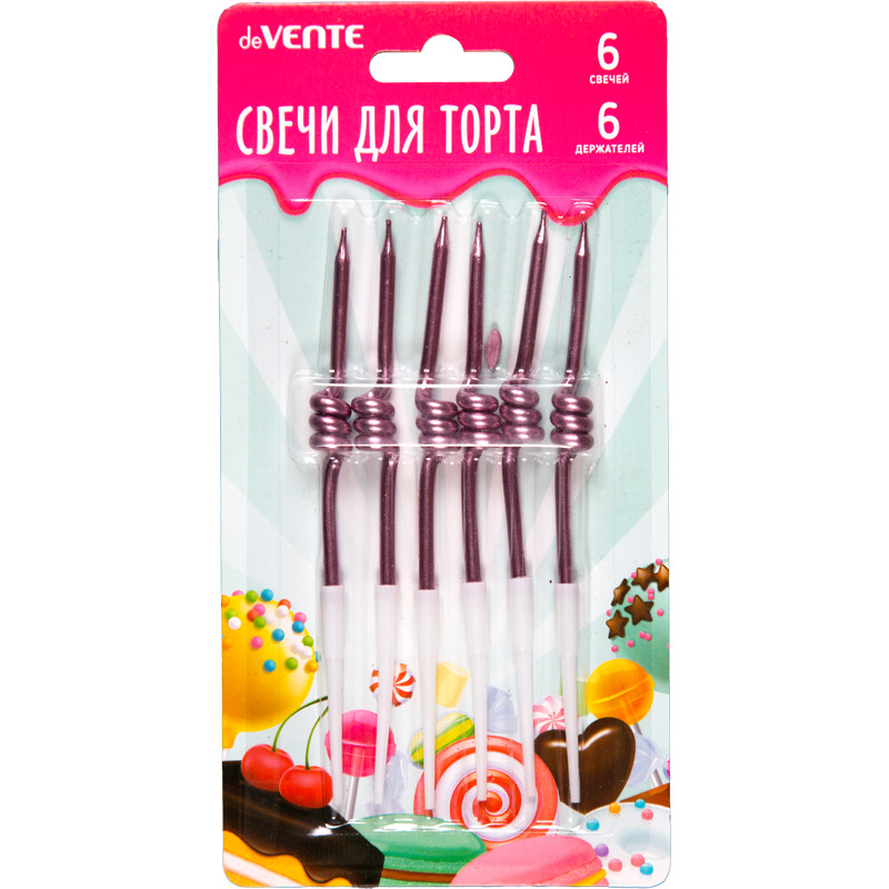 набор свечей для торта 6шт. devente "pink metallic wave" Набор свечей для торта 6шт. devente "pink metallic wave"