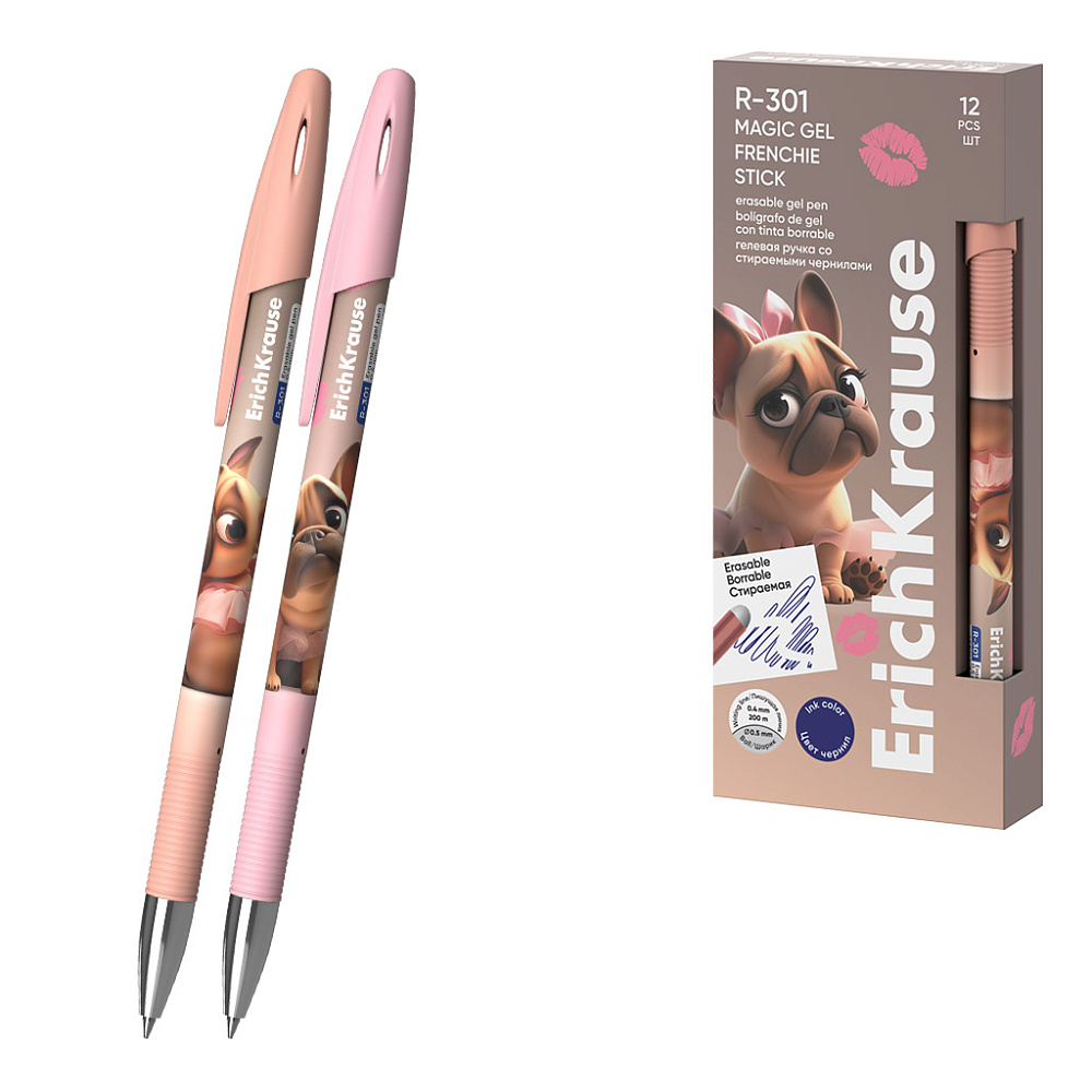 Ручка гел. пиши-стирай erich krause "r-301 magic gel stick frenchie" синяя 0,5мм