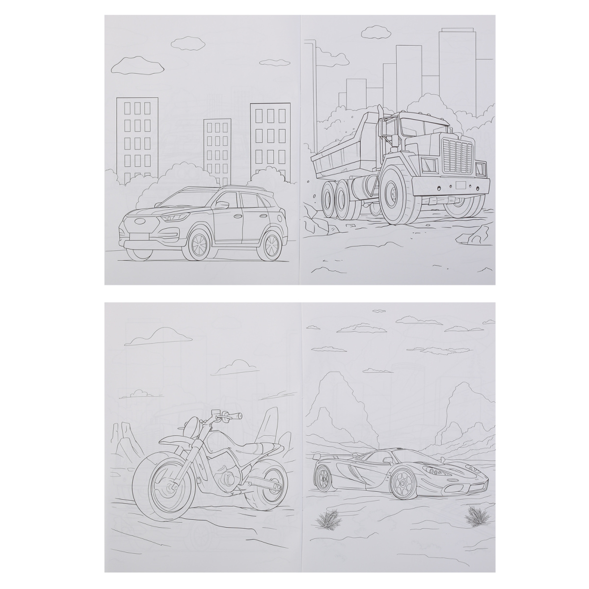 Раскраска "важный транспорт" а4 (кокос)