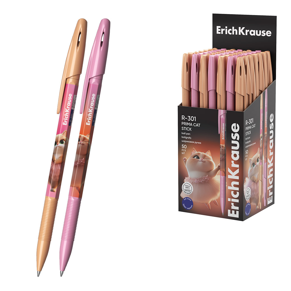 Ручка шар. erich krause "r-301 stick. prima cat" синяя 0,7мм асс-т