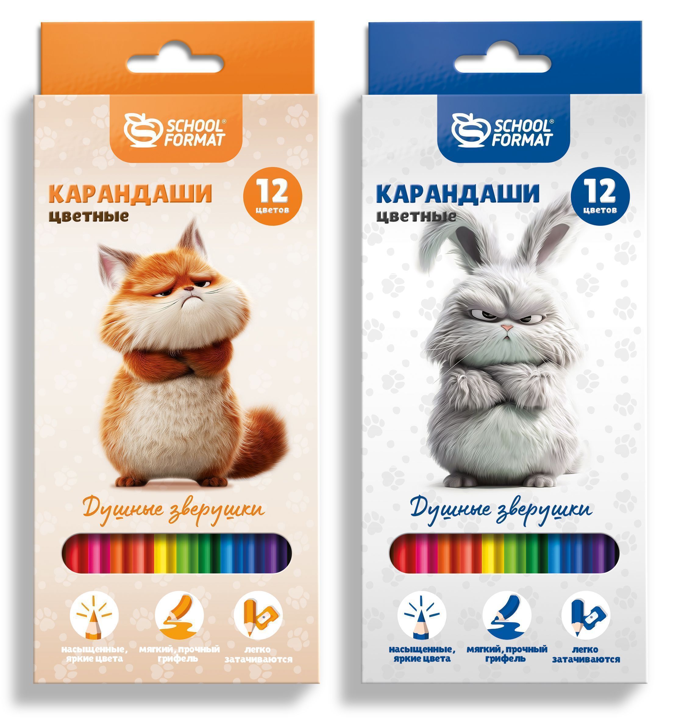 карандаши цветные schoolformat "душные зверушки" 12 цв. асс-т Карандаши цветные schoolformat "душные зверушки" 12 цв. асс-т