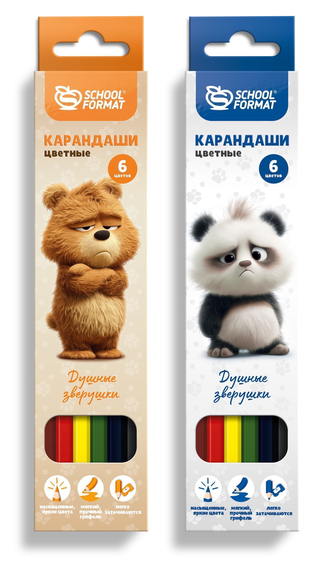 карандаши цветные schoolformat "душные зверушки" 06 цв. асс-т Карандаши цветные schoolformat "душные зверушки" 06 цв. асс-т