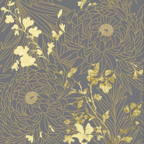 Салфетки бум. 330х330мм 20 шт. 3-сл. "золотые цветы gray"