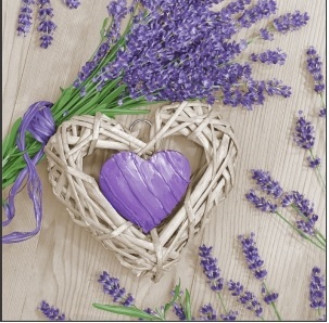 Салфетки бум. 330х330мм 20 шт. 3-сл. "лаванда и сердце"