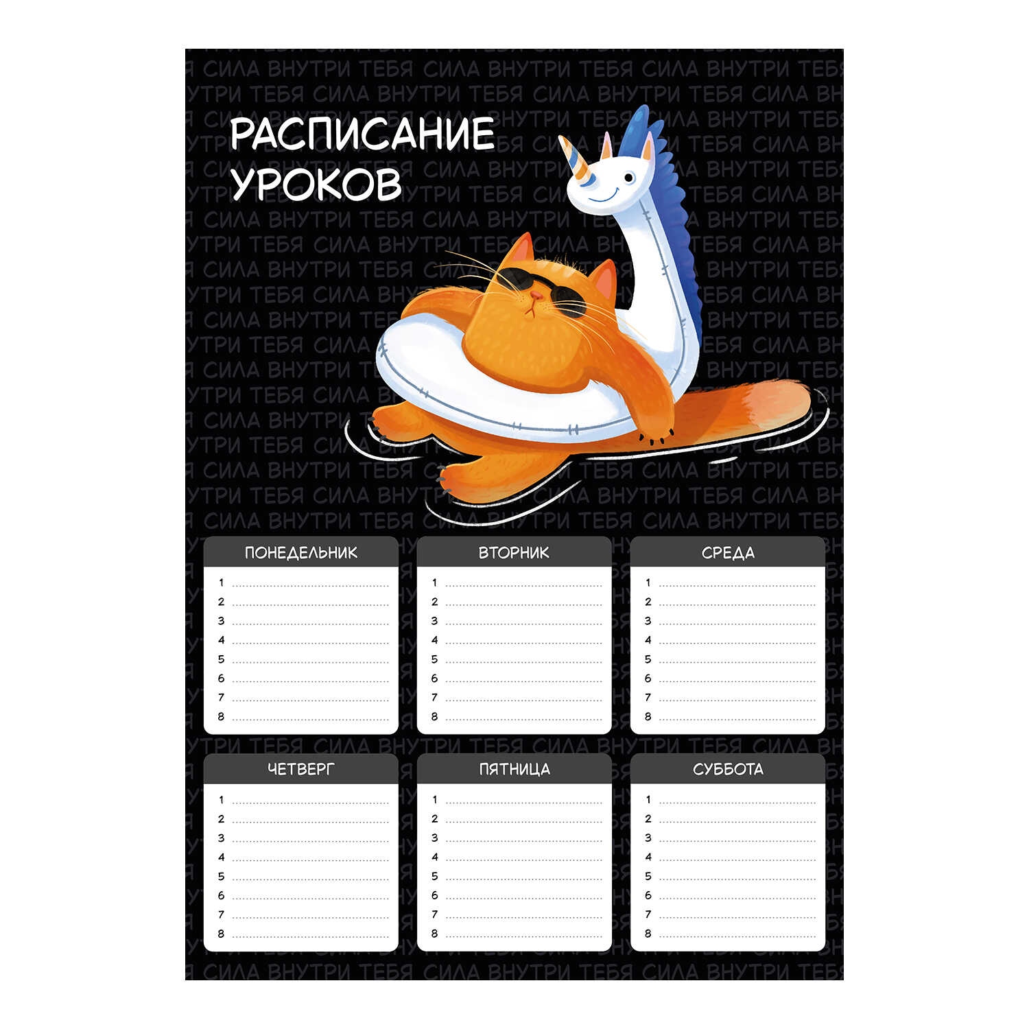Расписание уроков a4 "суперкот" (феникс+) выб.лак