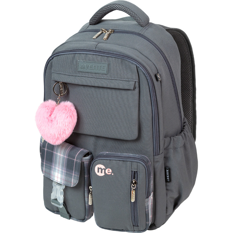 Рюкзак devente "me. gray" cерый 42х31х20см упл.спинка+брелок