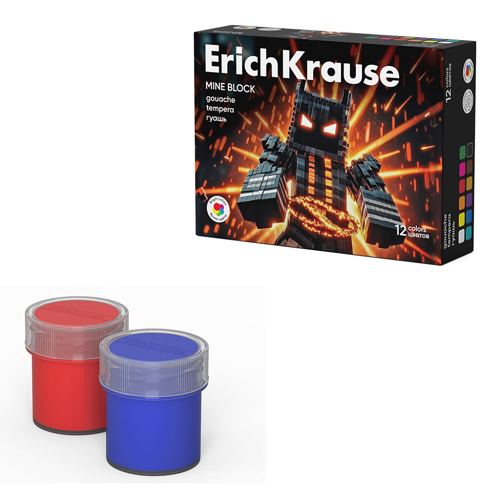 Краски гуашевые "mine block" (erich krause) 12цв. 17мл