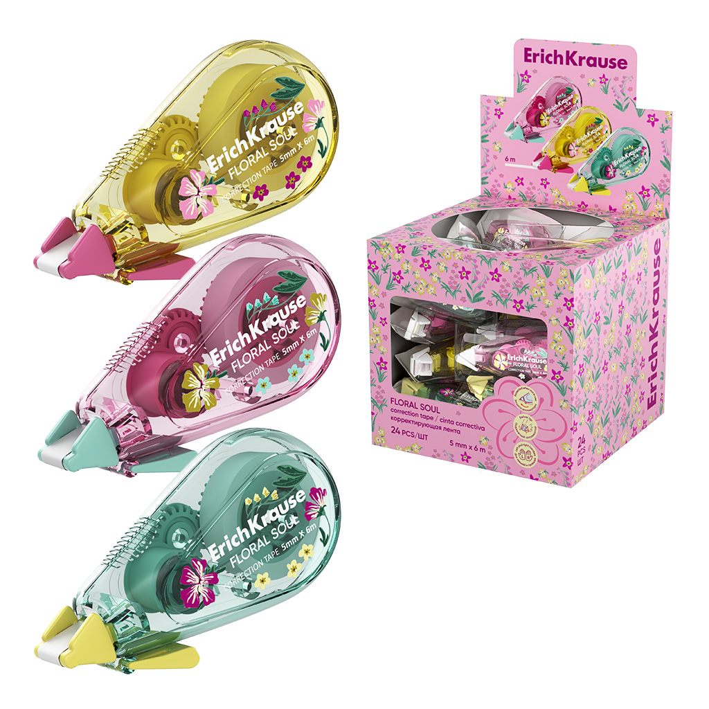 Корректирующая лента erich krausе "floral soul" 5ммх6м асс-т