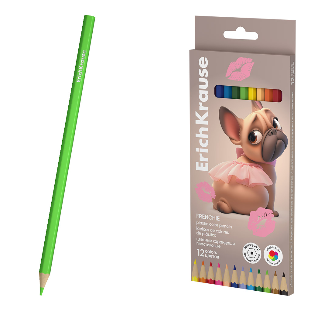 Карандаши цветные erich krause "frenchie" 12цв. шестигран.