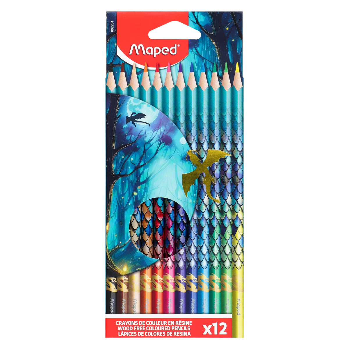 Карандаши цветные maped "dragon" пластик 12цв. трёхгран.