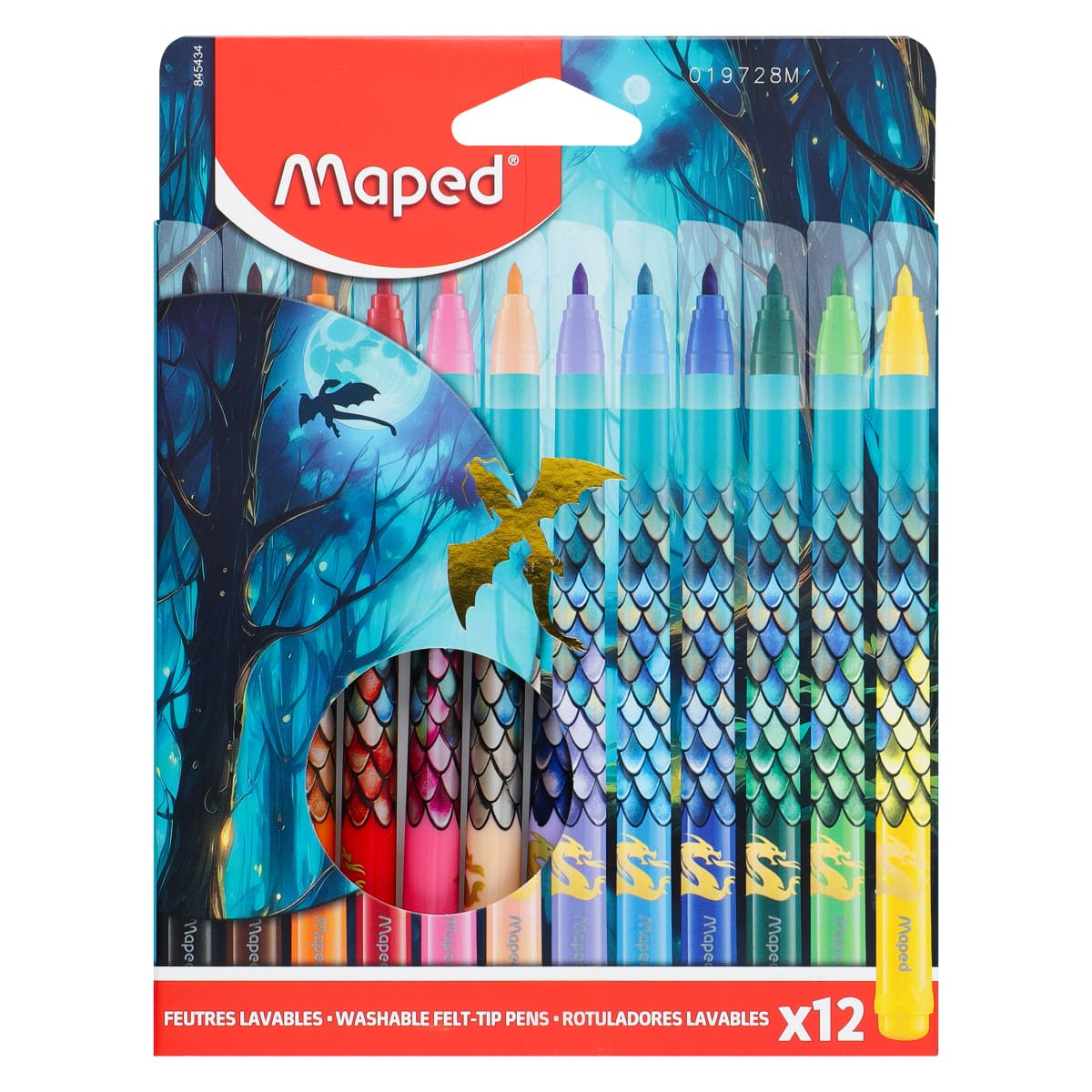 Фломастеры maped "dragon" 12цв. c заблок.пишущим узлом,смываемые