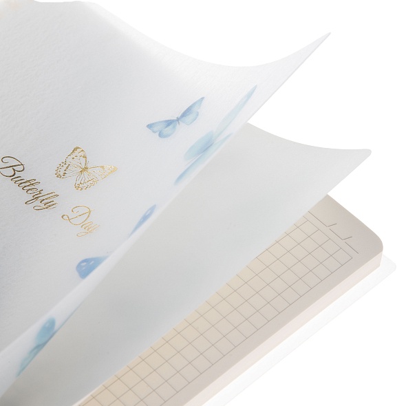 Блокнот а6+ спираль 80л. кл. "бабочки" (hatber) пласт.обл.