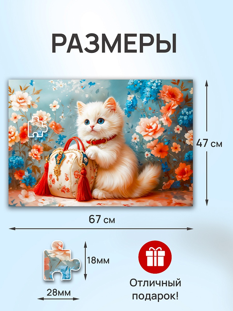 Пазлы 1000 дет. "кошка с сумочкой" (рыжий кот)