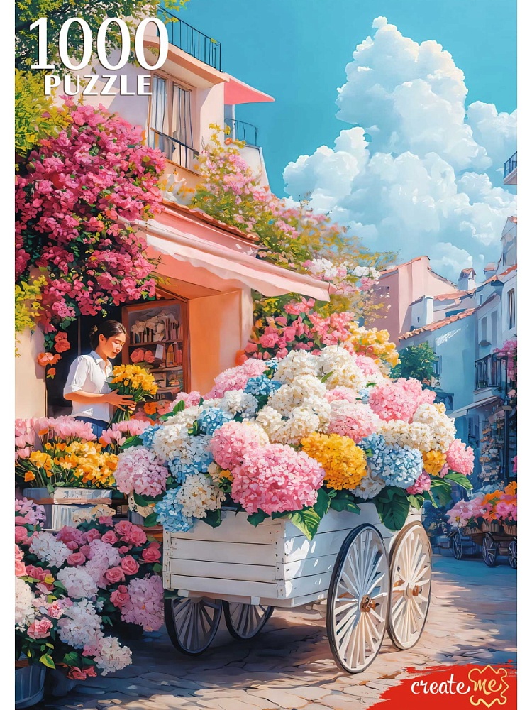 Пазлы 1000 дет. "цветочная лавка" (рыжий кот)