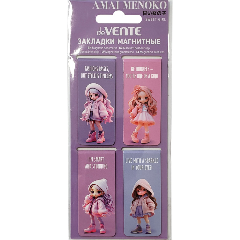 Закладка д/книг магнитная devente "amai menoko" 4шт.