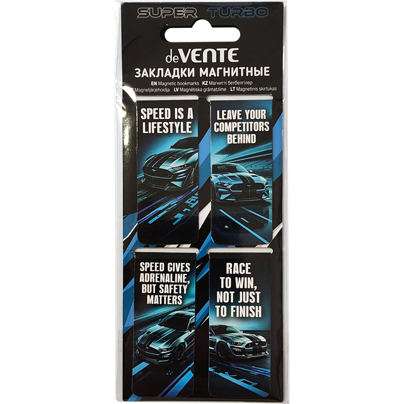Закладка д/книг магнитная devente "super turbo" 4шт.