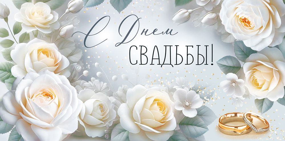 Конверт для денег "с днём свадьбы!" тепла, взаимопонимания... текст
