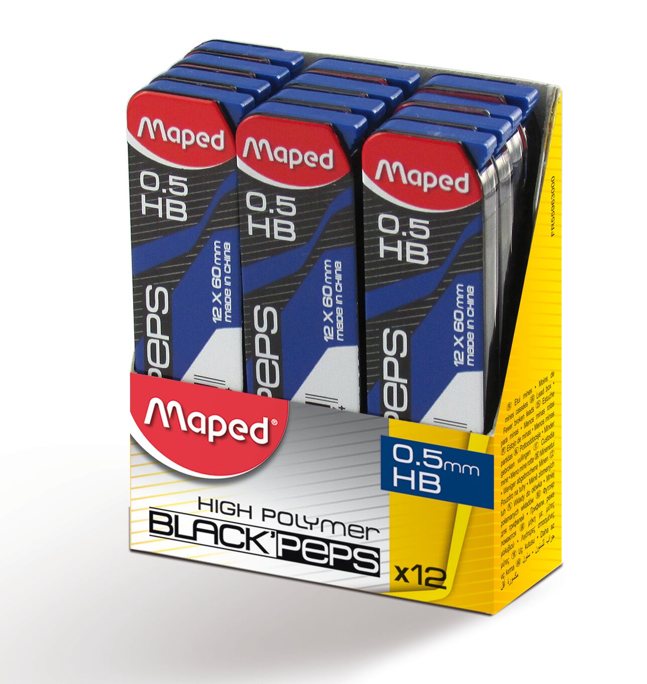 Грифели maped "black'peps" 0,7мм нв 12шт.