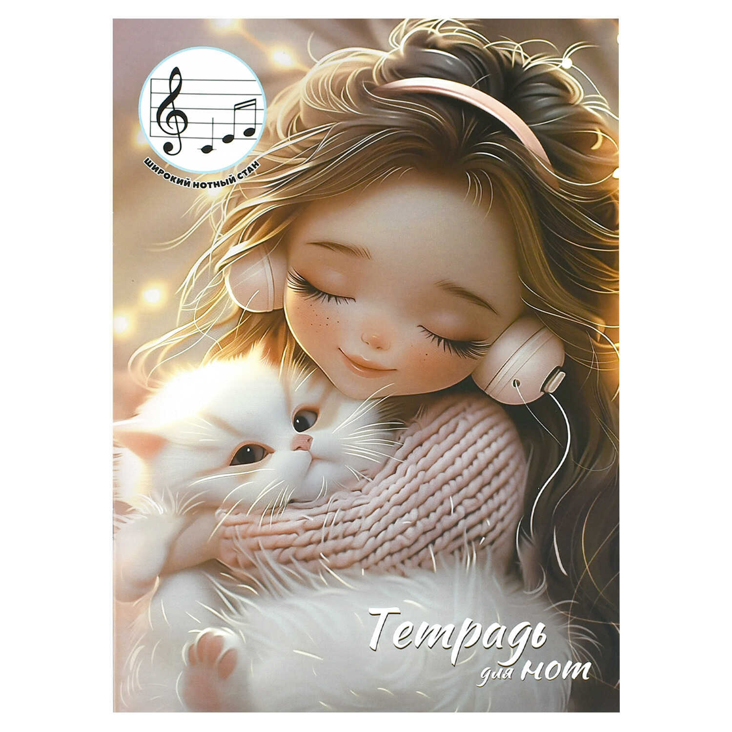тетрадь для нот а4 12л. "девочка в наушниках и котёнок" (феникс+) Тетрадь для нот а4 12л. "девочка в наушниках и котёнок" (феникс+)