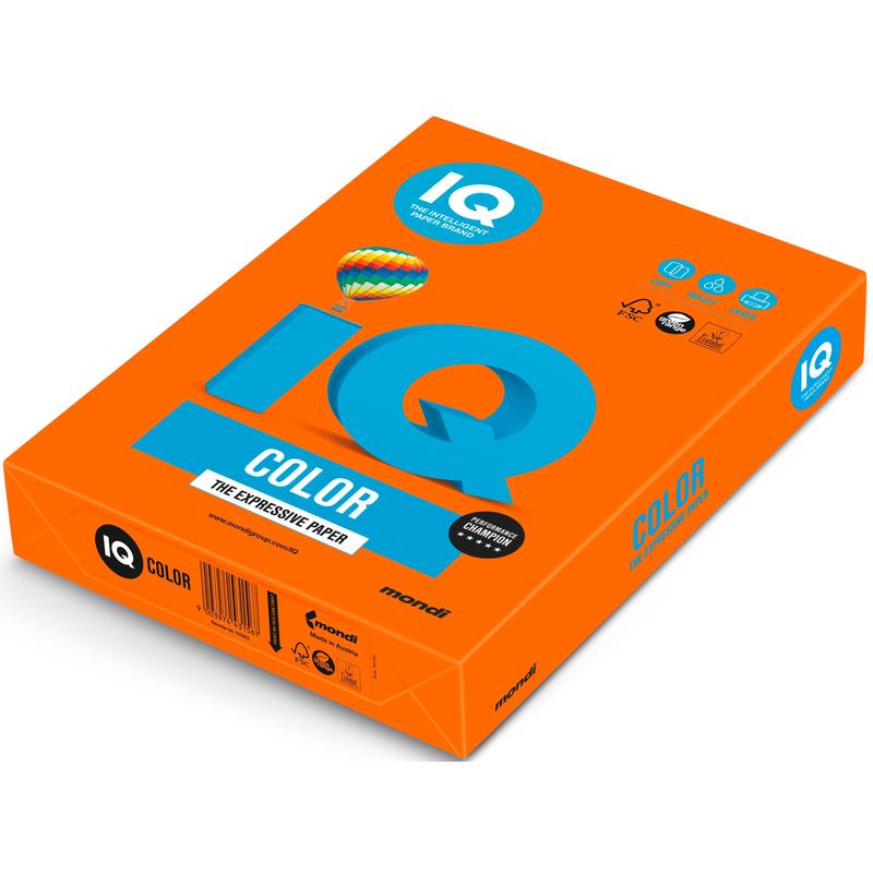Бумага офисная цветная а4 "maestro/iq" 500л. 80г. интенсив оранж.