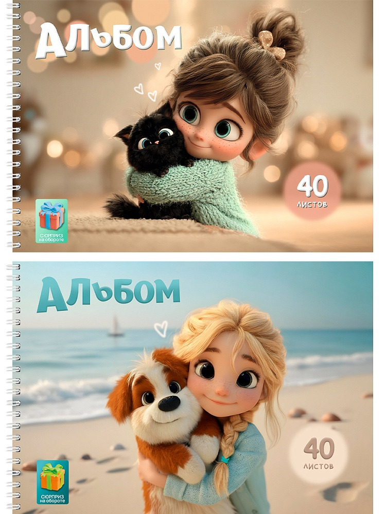 Альбом д/рис. а4 40л.гребень "любимые питомцы-1" (проф-пресс) асс-т