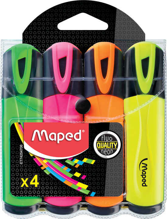 маркер текстовый набор 4цв. maped "highlighters" 1,0мм-5,0мм Маркер текстовый набор 4цв. maped "highlighters" 1,0мм-5,0мм