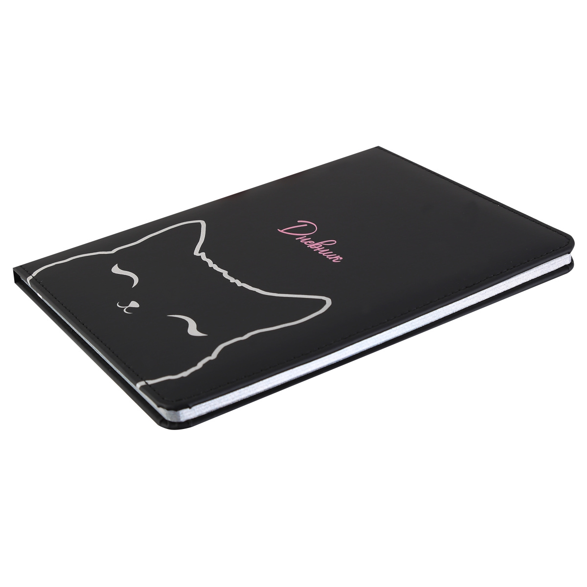Дневник универс. тв.обл. "cat's paws" (кокос) кож.зам.,тиснен.фольгой,аппликация,цв.срез
