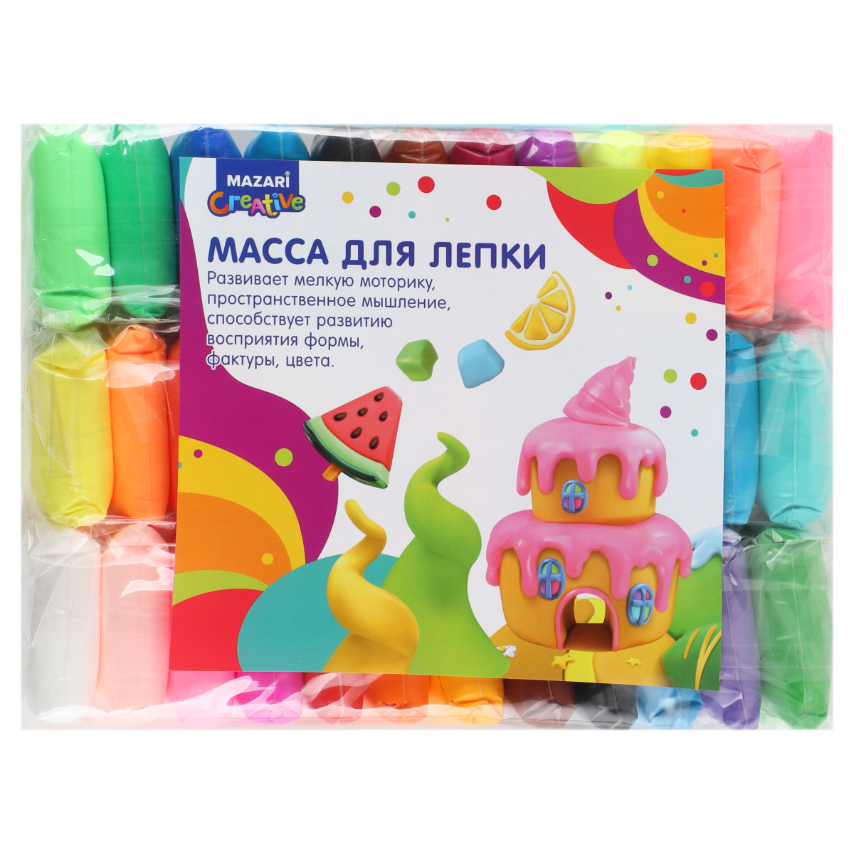 пластилин (масса для лепки) mazari легкий 36 цв. 3 стека Пластилин (масса для лепки) mazari легкий 36 цв. 3 стека